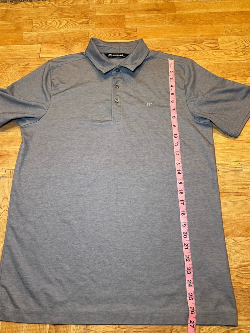 TravisMathew Polo Shirt Mens Medium Gray Blue Performance Golf Casual Stretch - Picture 4 of 5